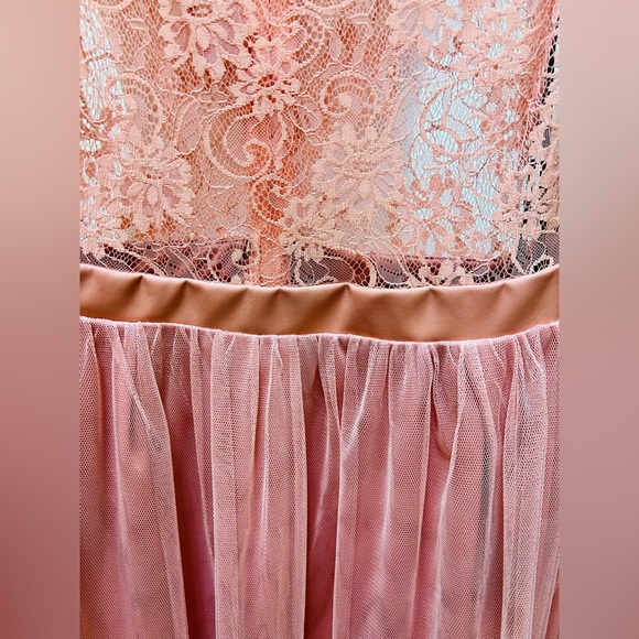 Forever 21 + Plus Sizes Elegant Dusty Pink Lace & Tulle Dress - Picture 7 of 16
